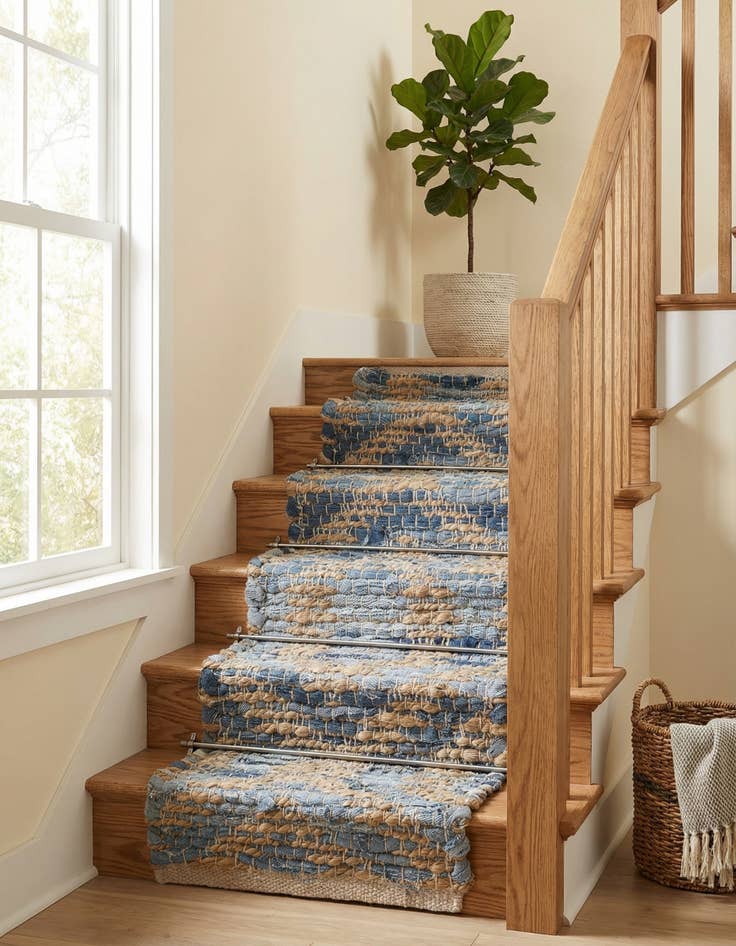 Detail image of  0' 9 x 2' 6  Hand Woven Chindi Jute Stair Rug