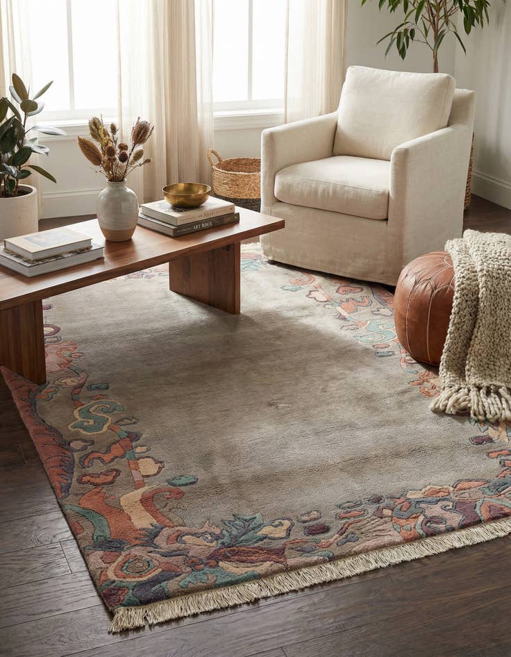 Detail image of  4' 1 x 6'  Hand Knotted Tibet Wool Rug