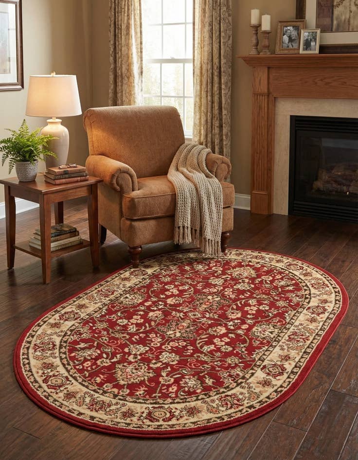 Detail image of 4' x 6' Kashan Design Oval Rug