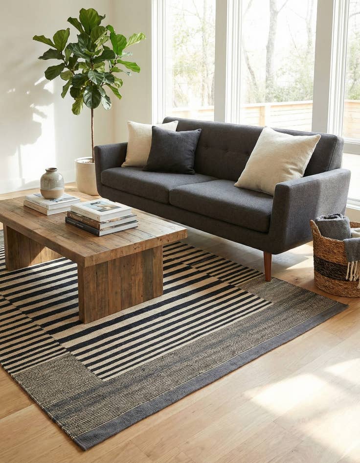 Detail image of 4' 8 x 6' 3  Hand Woven Kilim Modern Wool Rug