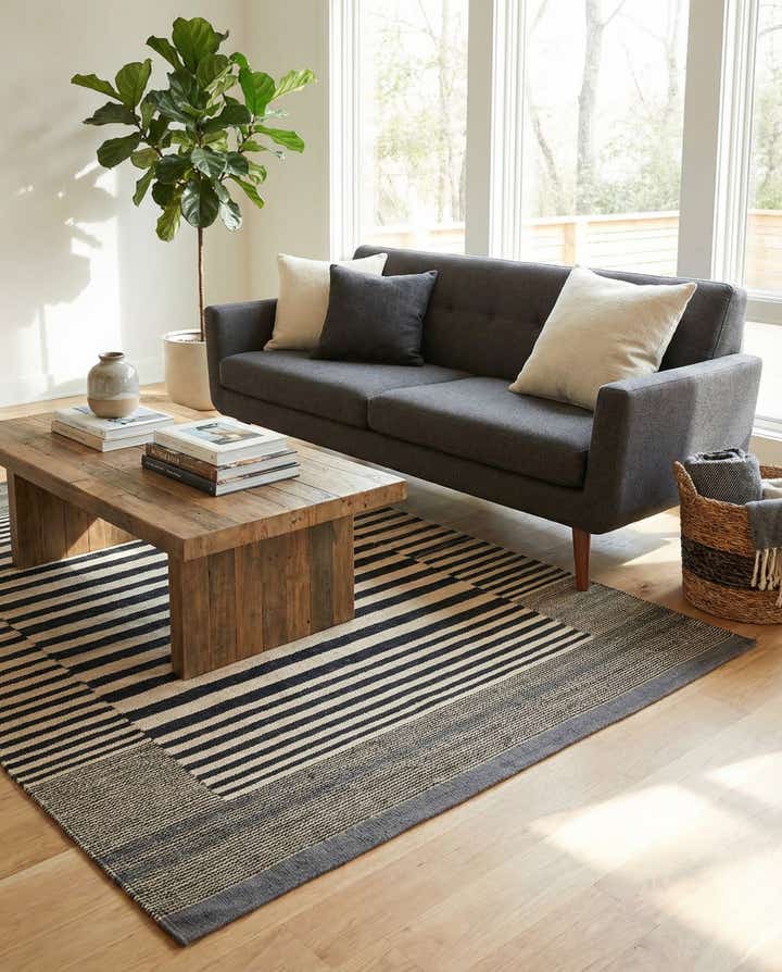 4' 8 x 6' 3 Hand Woven Kilim Modern Wool Rug