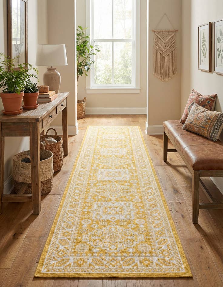 Detail image of 2' 7 x 12'  Washable Aztec Indoor / Outdoor Runner Rug