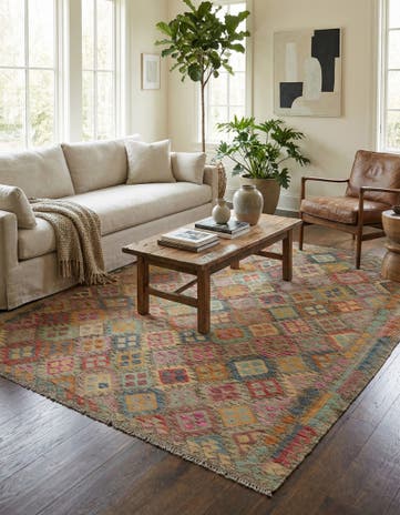 6' 10 x 8' Hand Woven Kilim Modern Wool Rug