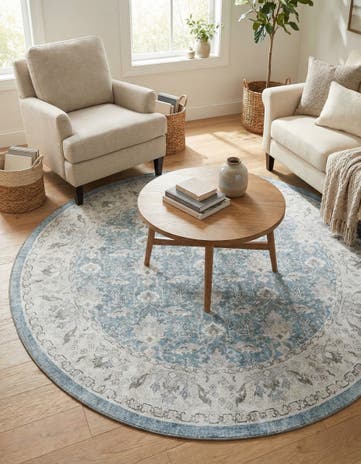 7' 10 x 7' 10 Washable Timeless Round Rug