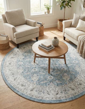 7' 10 x 7' 10 Washable Timeless Round Rug