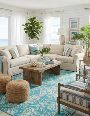 10' x 10' Easy-Clean Coastal Indoor / Outdoor Square Rug