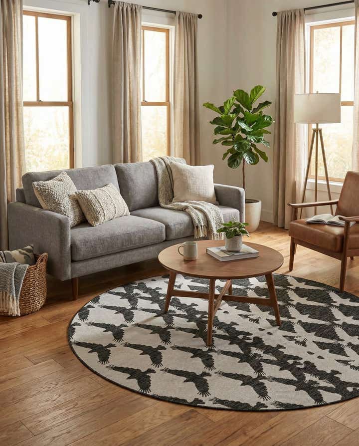 7' 10 x 7' 10 Easy-Clean Modern Indoor / Outdoor Round Rug