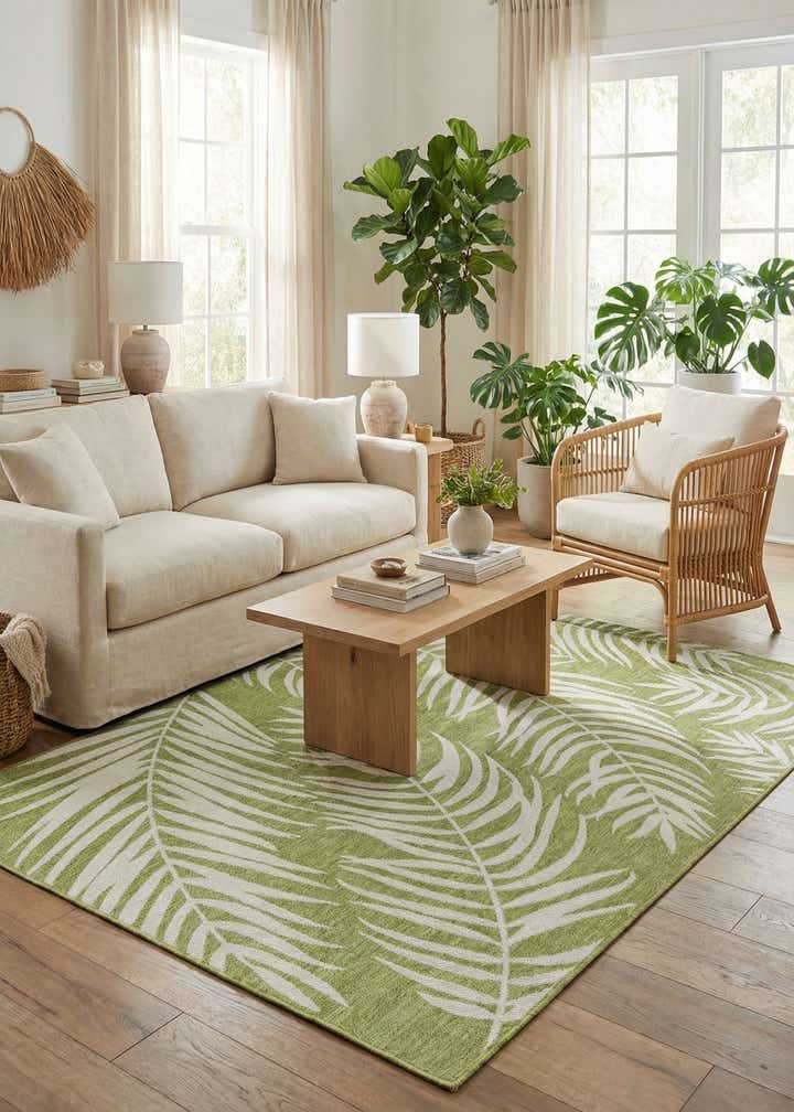 6' x 9' Easy-Clean Botanical Indoor / Outdoor Rug