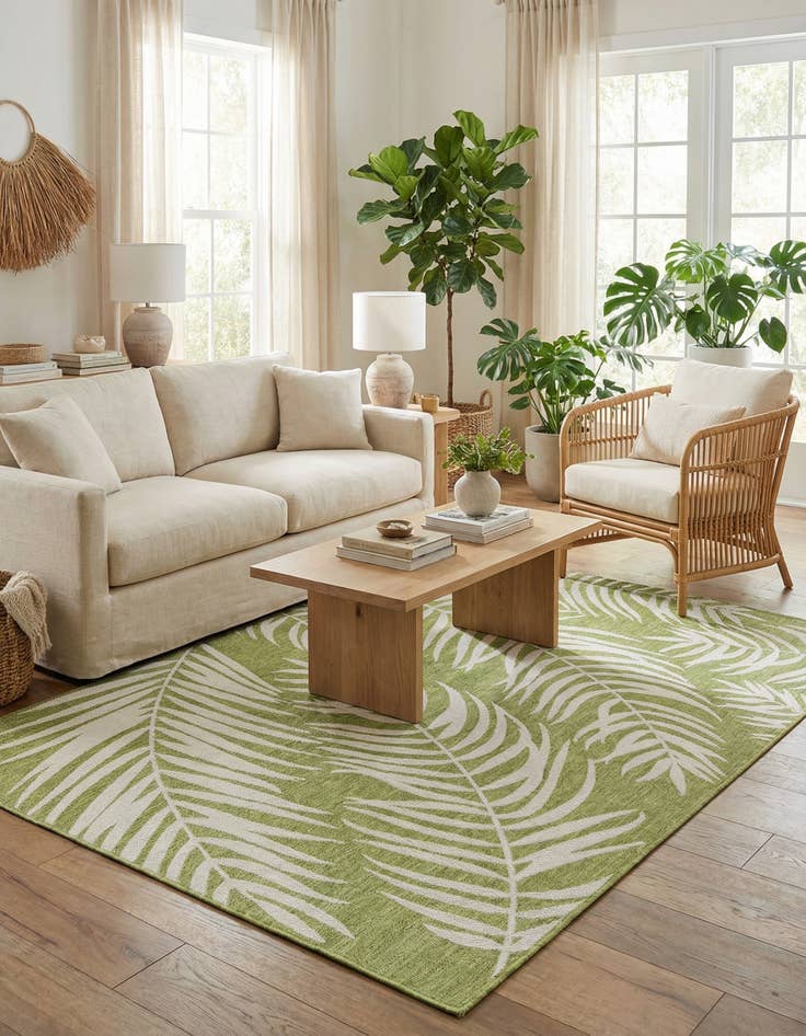 Detail image of 6' x 9' Easy-Clean Botanical Indoor / Outdoor Rug