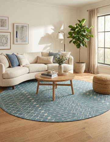 13' x 13' Easy-Clean Lattice Indoor / Outdoor Round Rug