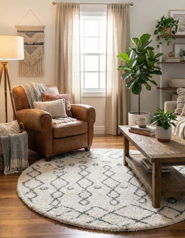 5' 3 x 5' 3 Moroccan Shag Round Rug