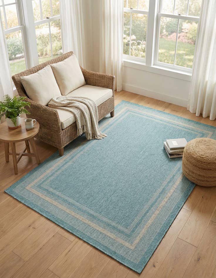 Detail image of  6' x 9'  Washable Border Indoor / Outdoor Rug