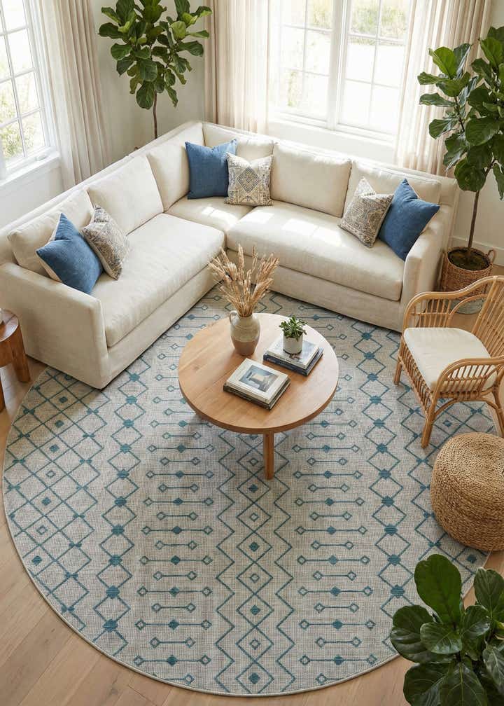10' 8 x 10' 8 Easy-Clean Trellis Indoor / Outdoor Round Rug