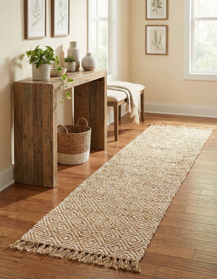 Detail image of 2' 2 x 12'  Hand Woven Braided Jute Runner Rug