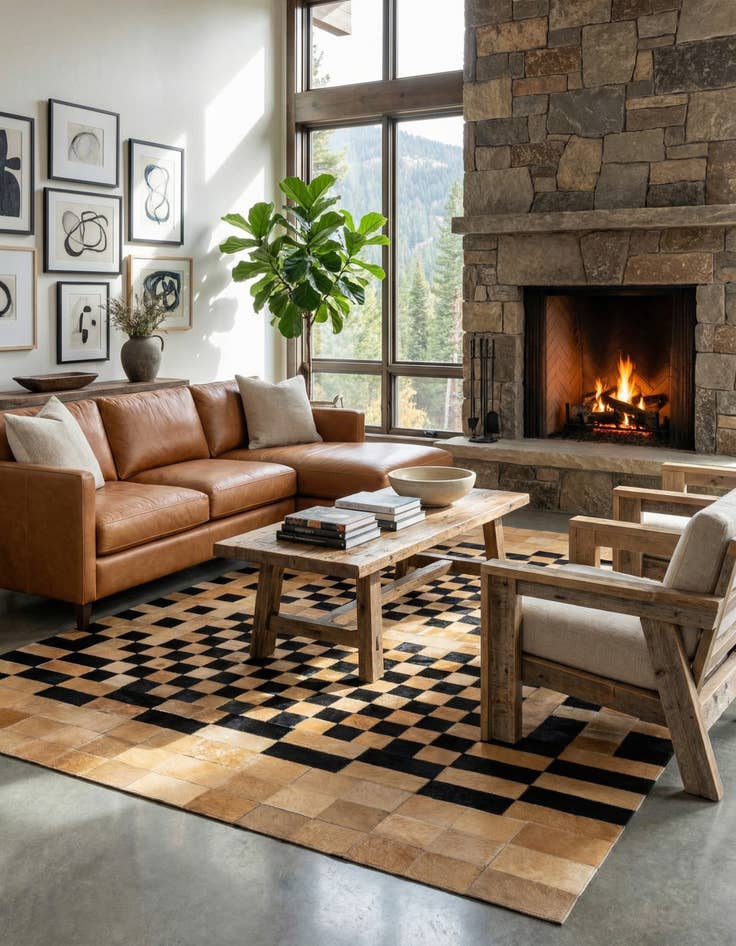 Detail image of  5' 1 x 8' Cowhide - Patchwork Rug