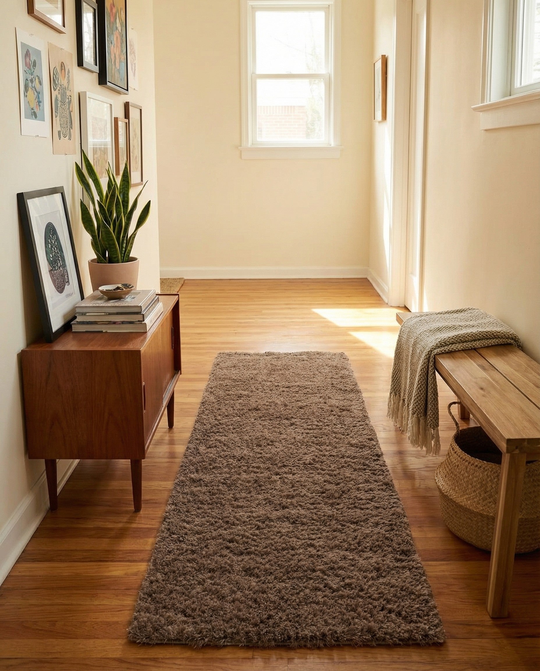  2' x 6' 9 Solid Shag Runner Rug