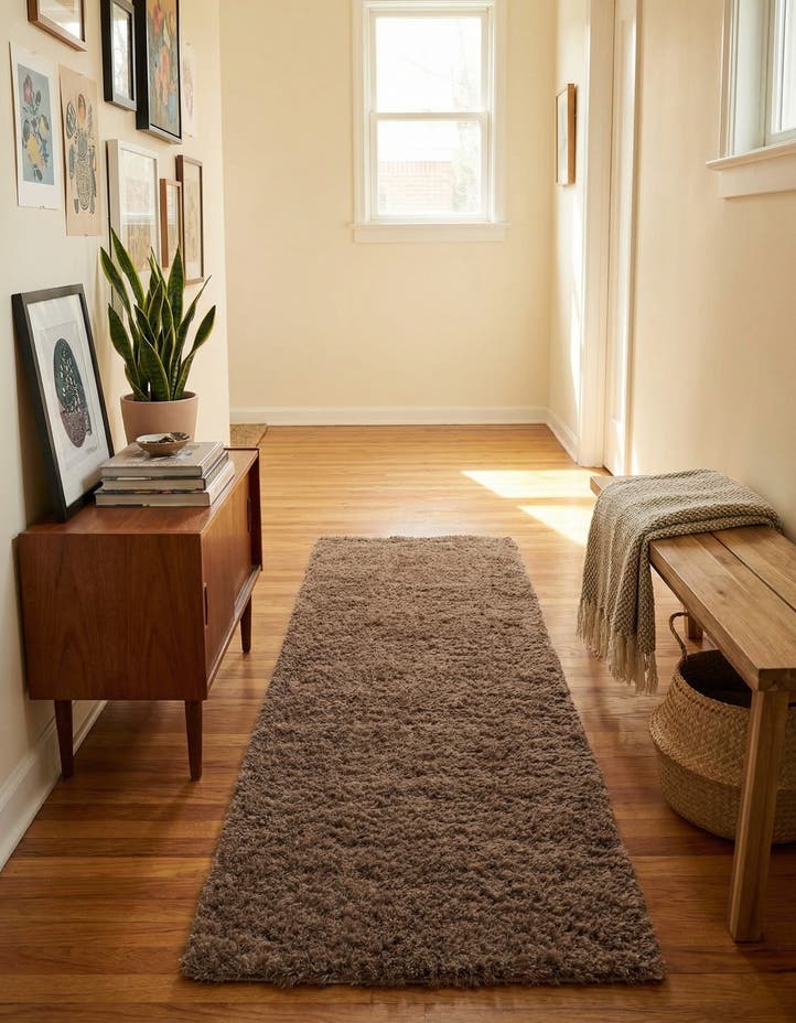 2' x 6' 9 Solid Shag Runner Rug