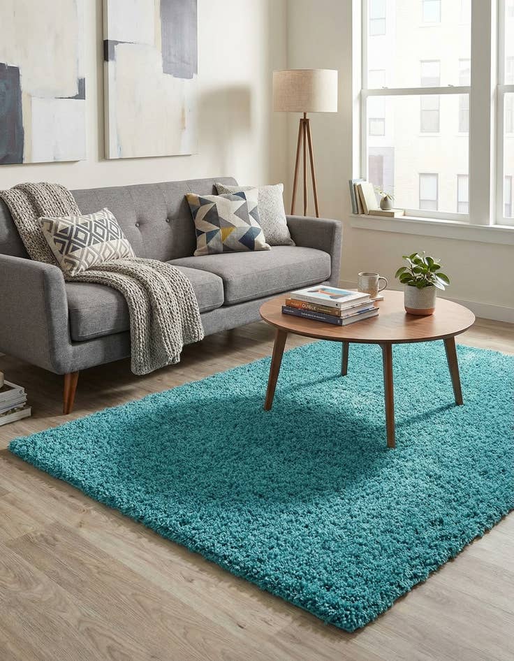 Detail image of  5' 3 x 8' Solid Shag Rug