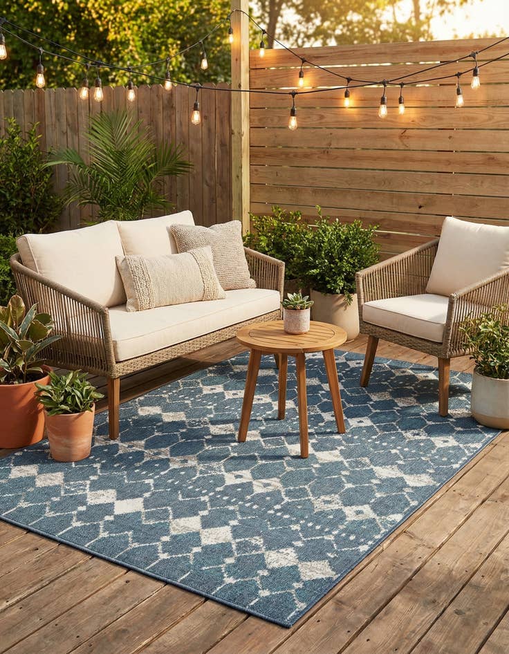 Detail image of 4' x 6' Easy-Clean Trellis Indoor / Outdoor Rug