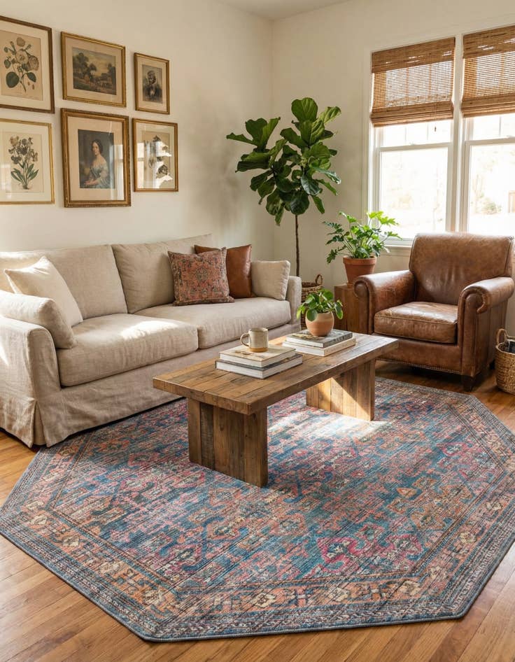 Detail image of  7' 10 x 7' 10  Washable Nostalgia Octagon Rug