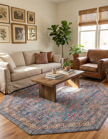 7' 10 x 7' 10 Washable Nostalgia Octagon Rug