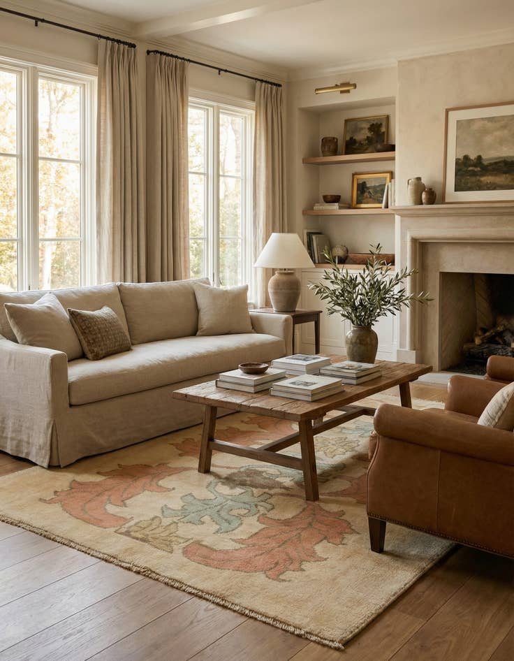 Detail image of 4' 6 x 5' 4  Hand Knotted Oushak Wool Square Rug