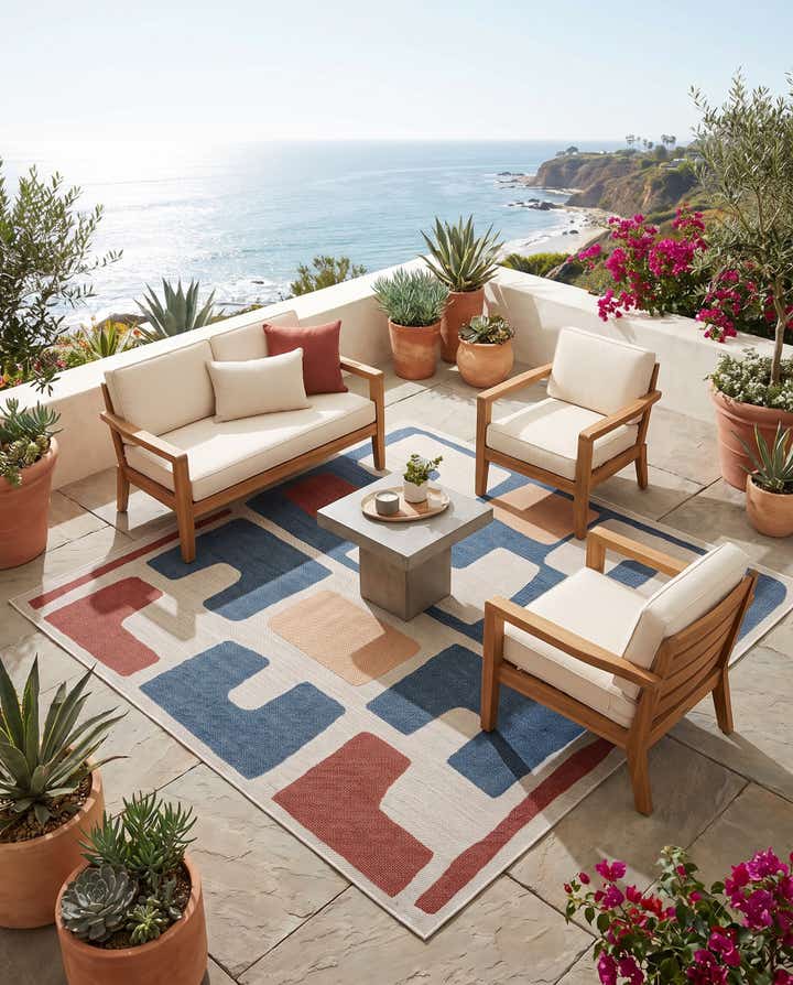 7' 10 x 7' 10 Easy-Clean Baja Indoor / Outdoor Square Rug
