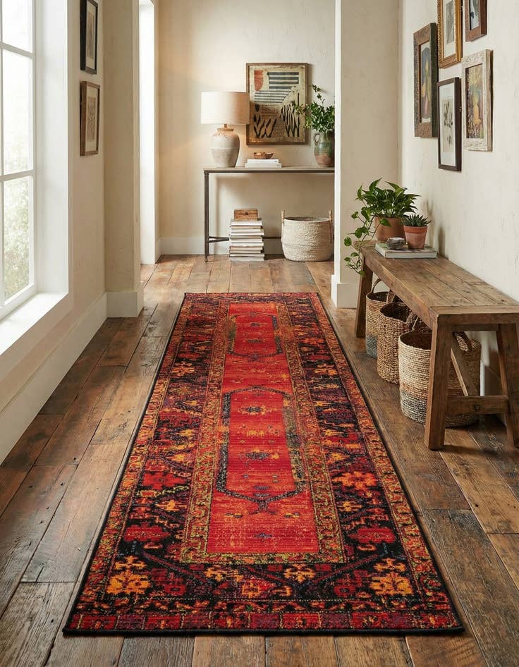 Detail image of 2' 7 x 10' Easy-Clean Tribal Indoor / Outdoor Runner Rug
