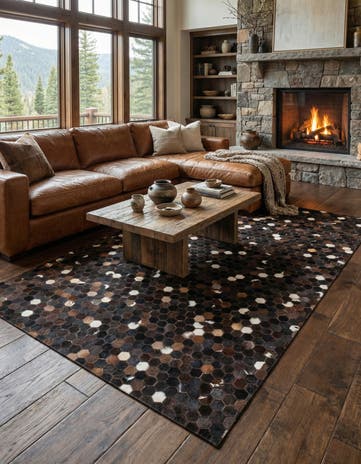 5' 1 x 8' Cowhide Leather Rug