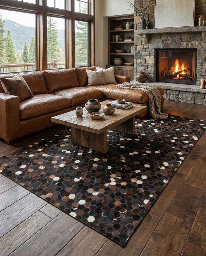 5' 1 x 8' Cowhide Leather Rug