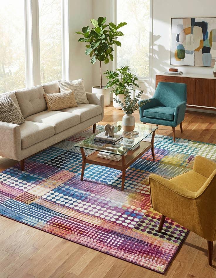 Detail image of 9' x 12' Easy-Clean Modern Indoor / Outdoor Rug