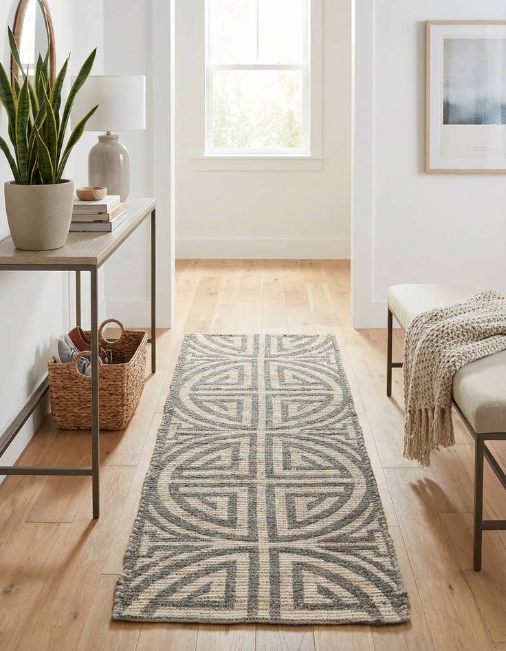 Detail image of 2' 2 x 6' 1  Hand Woven Chenille Jute Runner Rug