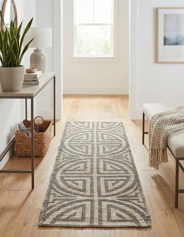 2' 2 x 6' 1 Hand Woven Chenille Jute Runner Rug
