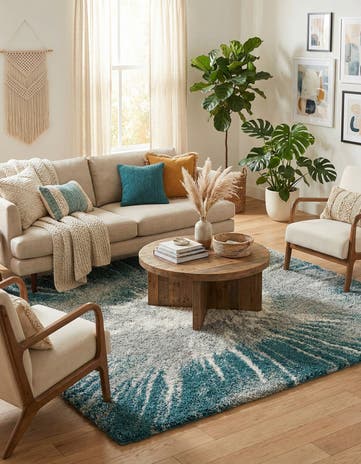 Teal Soft Touch Shag Square Rug