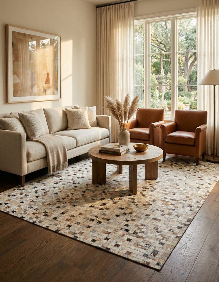 Detail image of 5' 1 x 7' 7 Cowhide Stocks Rug