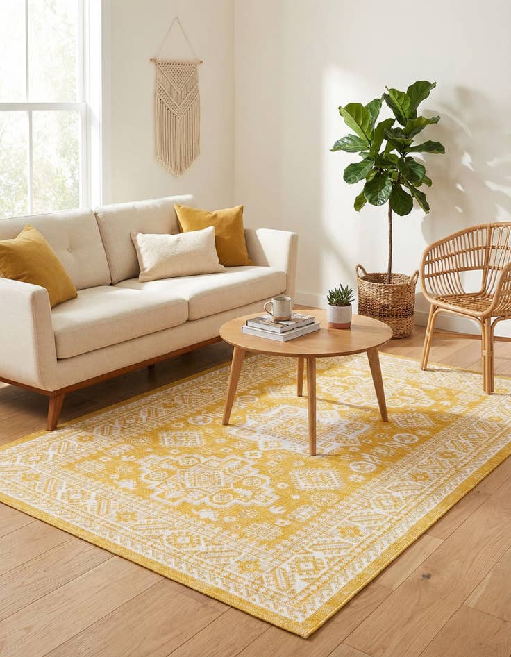 Detail image of 5' 3 x 8'  Washable Aztec Indoor / Outdoor Rug