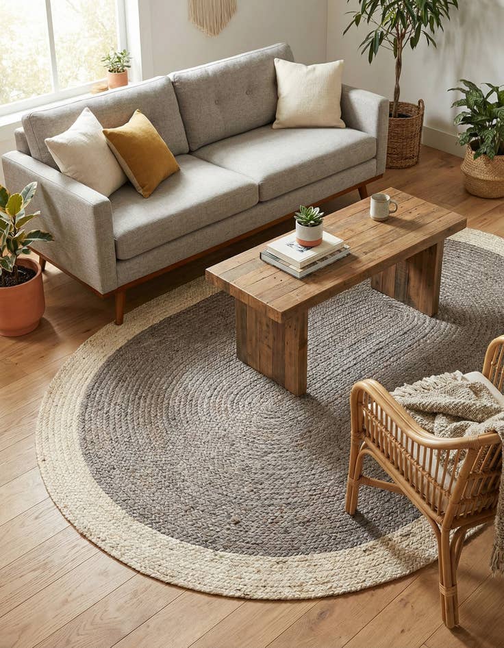 Detail image of  4' 1 x 6' 1  Hand Braided Jute Oval Rug