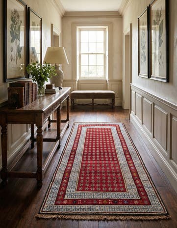 3' 10 x 7' 2 Hand Knotted Afghan Akhche Wool Runner Rug