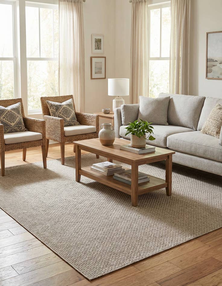 Detail image of 6' 1 x 6' 1  Washable Solid Indoor / Outdoor Square Rug