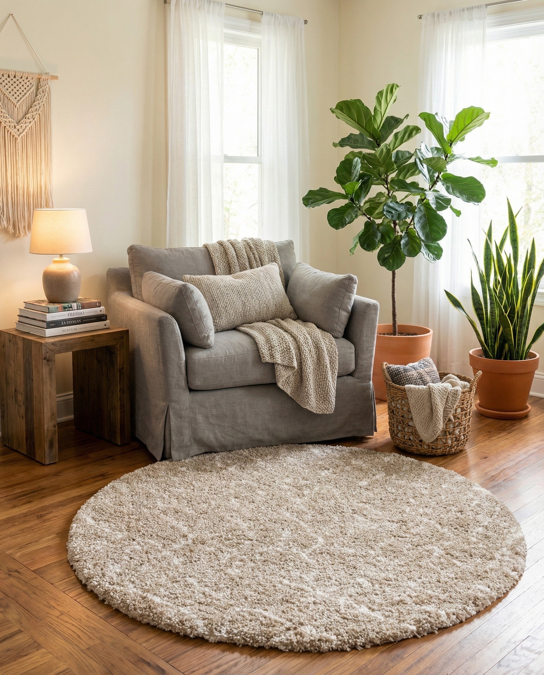  6' x 6' Moroccan Shag Round Rug