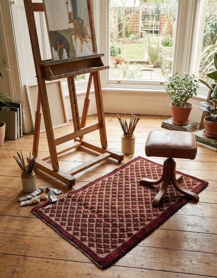 Detail image of  2' 10 x 4' 7  Hand Knotted Balouch Persian Wool Rug