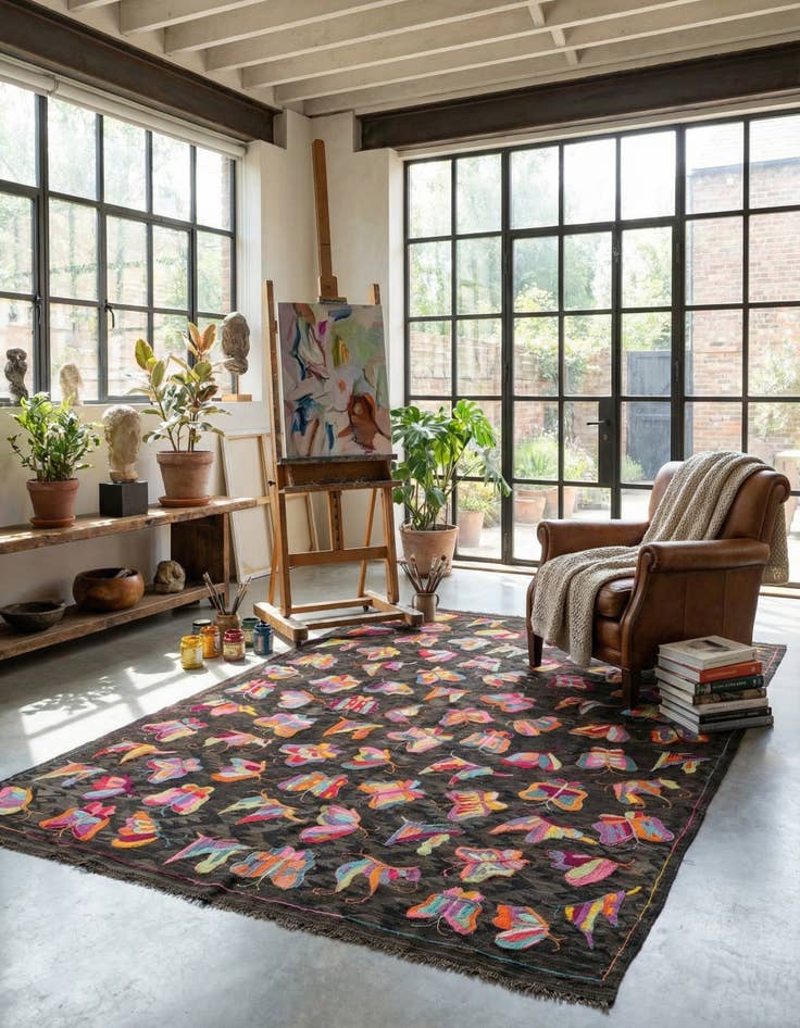 Detail image of 6' 8 x 9' 6  Hand Woven Kilim Suzani Wool Rug