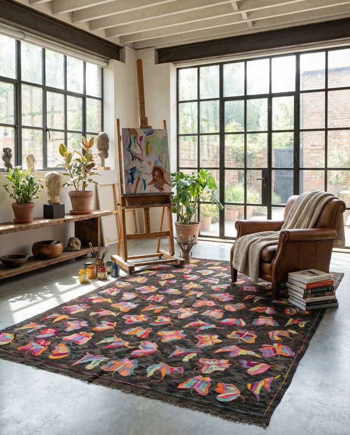 6' 8 x 9' 6 Hand Woven Kilim Suzani Wool Rug