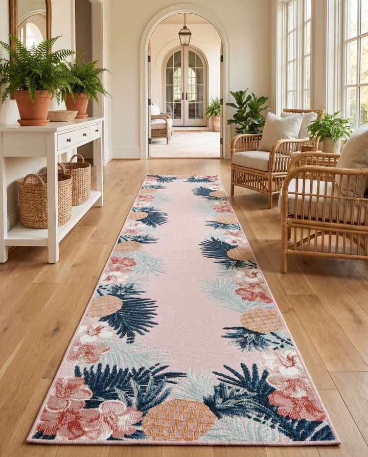 2' 7 x 12' Easy-Clean Botanical Indoor / Outdoor Runner Rug