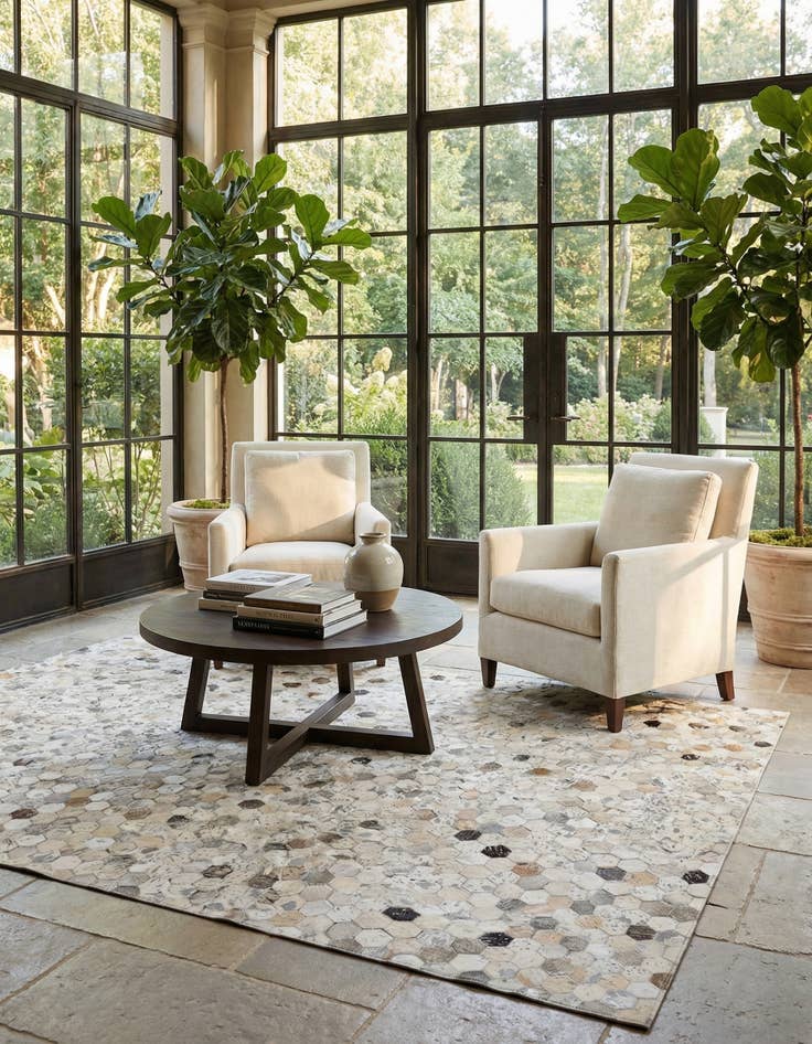 Detail image of 5' 1 x 8' Cowhide Stocks Rug