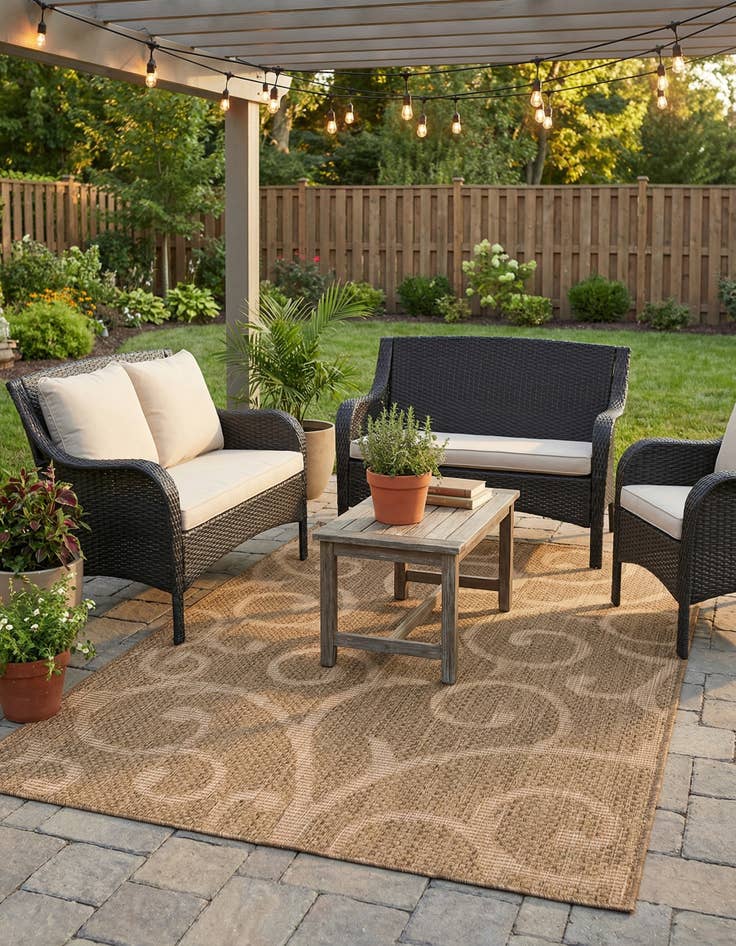 Detail image of 4' x 6' Easy-Clean Botanical Indoor / Outdoor Rug