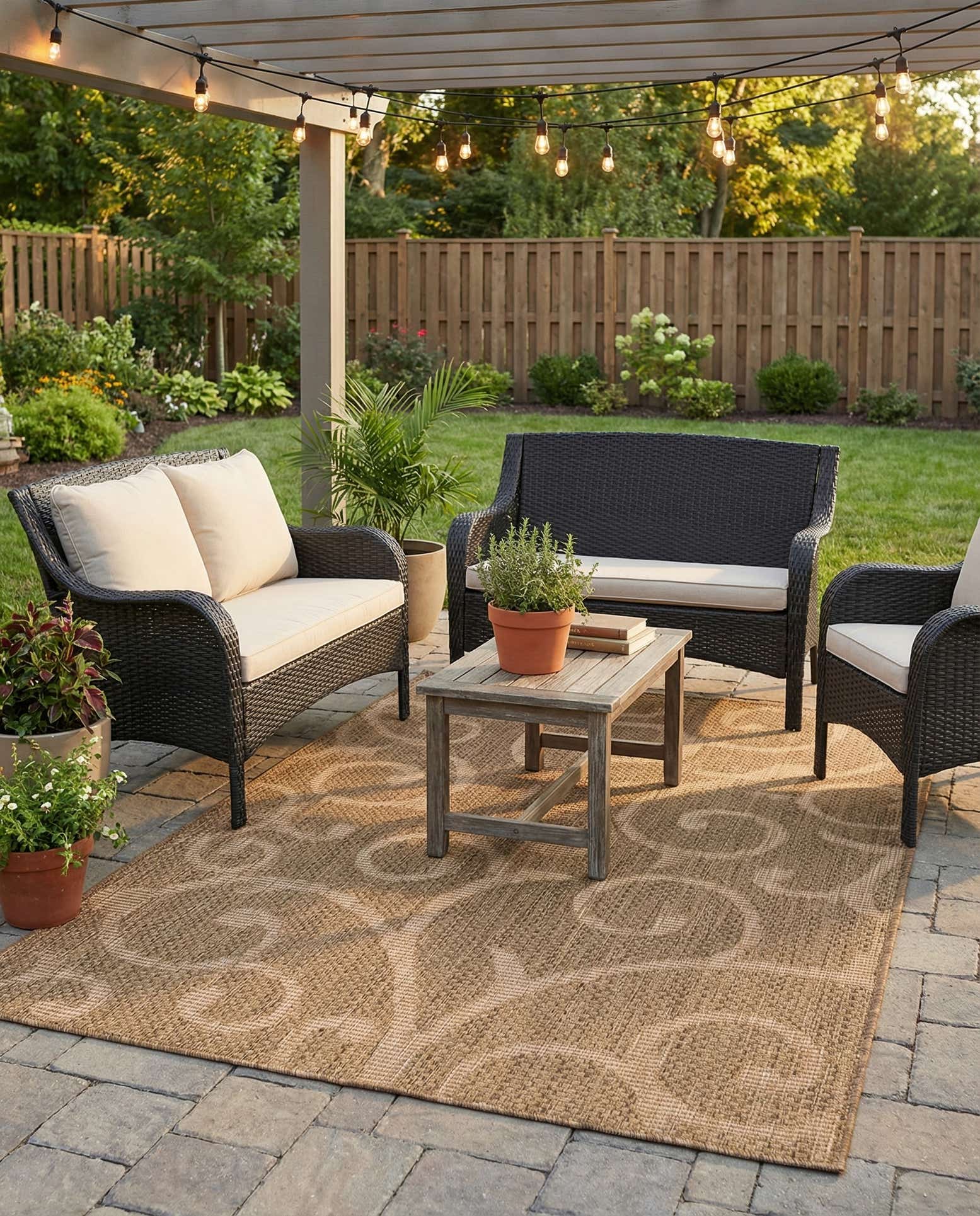 4' x 6' Easy-Clean Botanical Indoor / Outdoor Rug