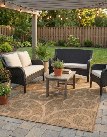 4' x 6' Easy-Clean Botanical Indoor / Outdoor Rug