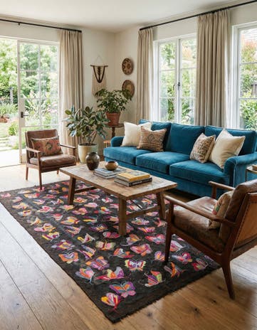 6' 3 x 9' 5 Hand Woven Kilim Suzani Wool Rug