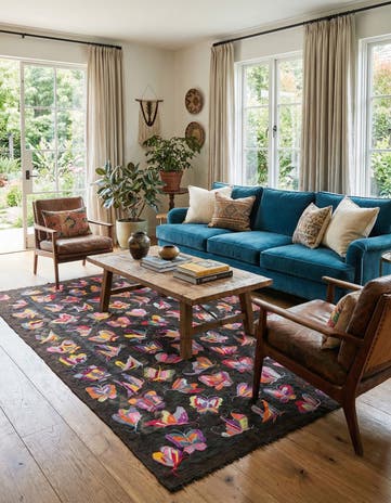 6' 3 x 9' 5 Hand Woven Kilim Suzani Wool Rug
